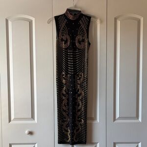 Posh By V Black and Gold Dress New with Tags Size Medium